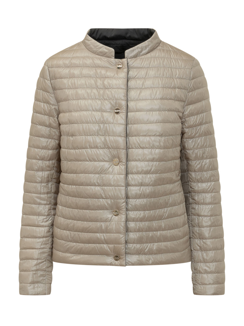 Black Quilted Band Collar Jacket