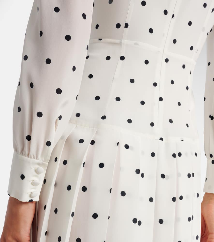 Polka-dot silk midi dress