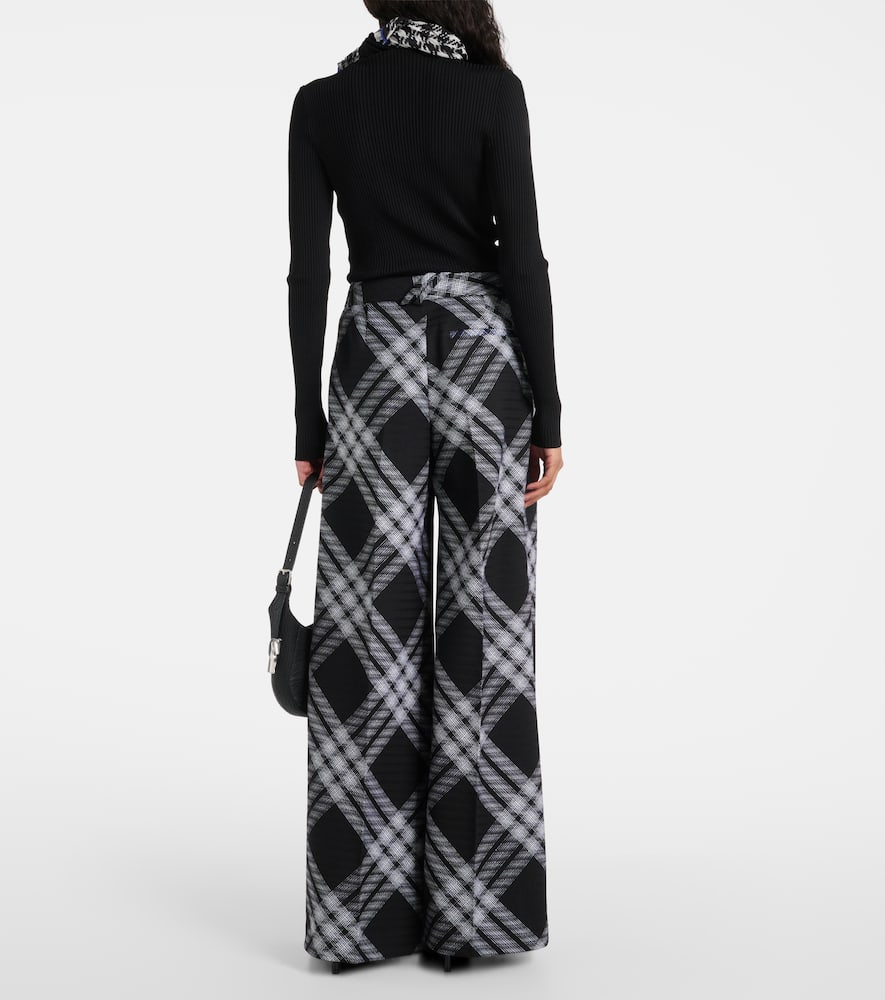 Checked wool wide-leg pants