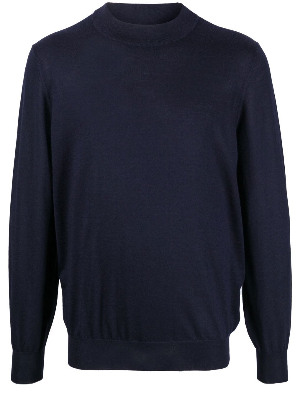 Mock-neck ribbed-trim jumper - Blue