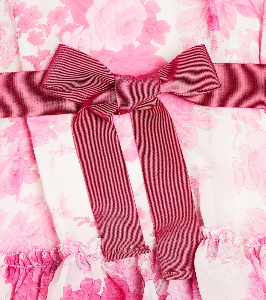 Monnalisa Floral bow-detail georgette dress