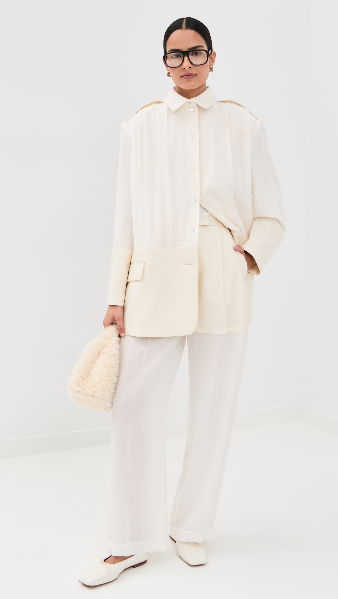 Best Large Flannel And Silk Pants Ivory