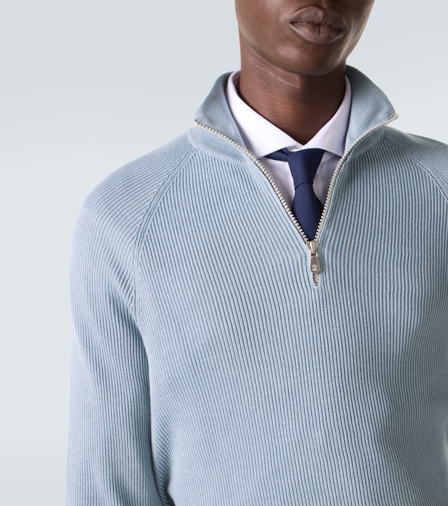 Ribbed-knit cotton sweater