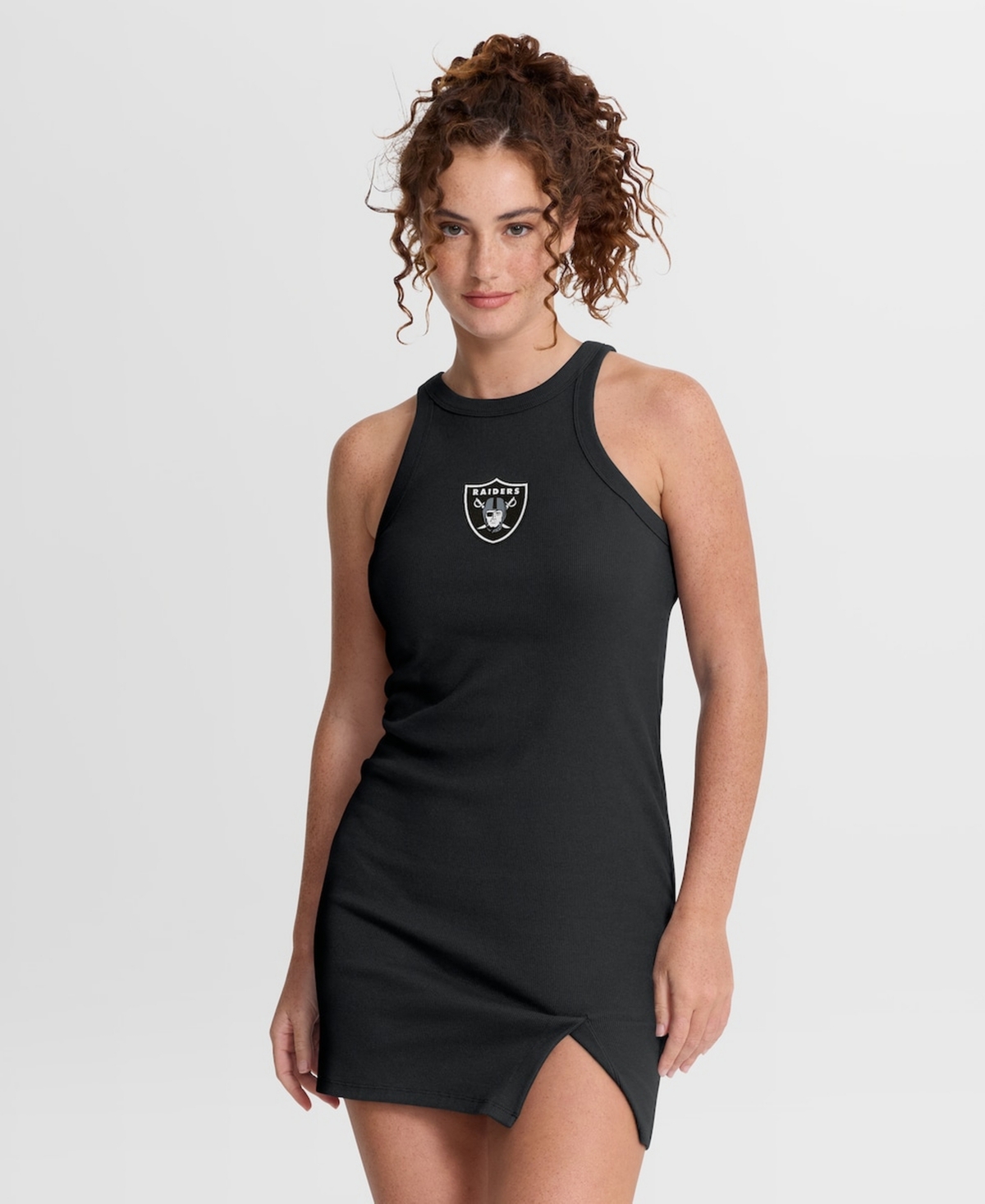 Women's Black Las Vegas Raiders Push Beyond Tri-Blend Ribbed Sleeveless Dress - Black