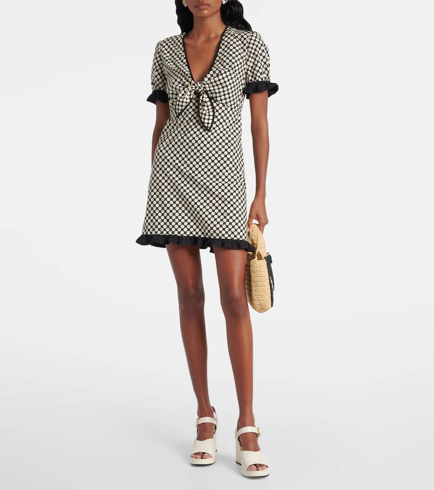 Ruffled polka-dot cotton poplin minidress
