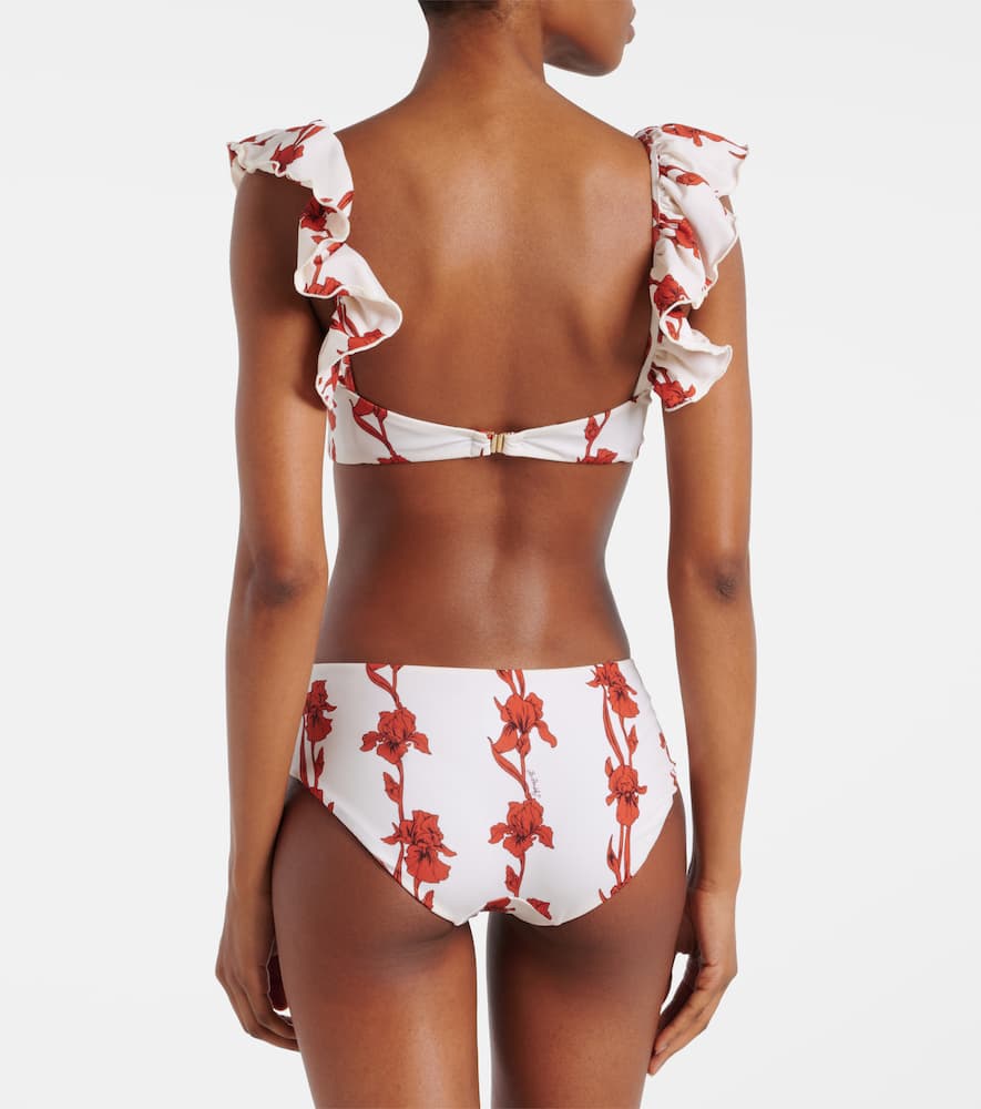 Floral ruffled bikini top