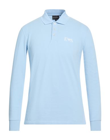 Man Polo shirt Sky blue Size L Cotton