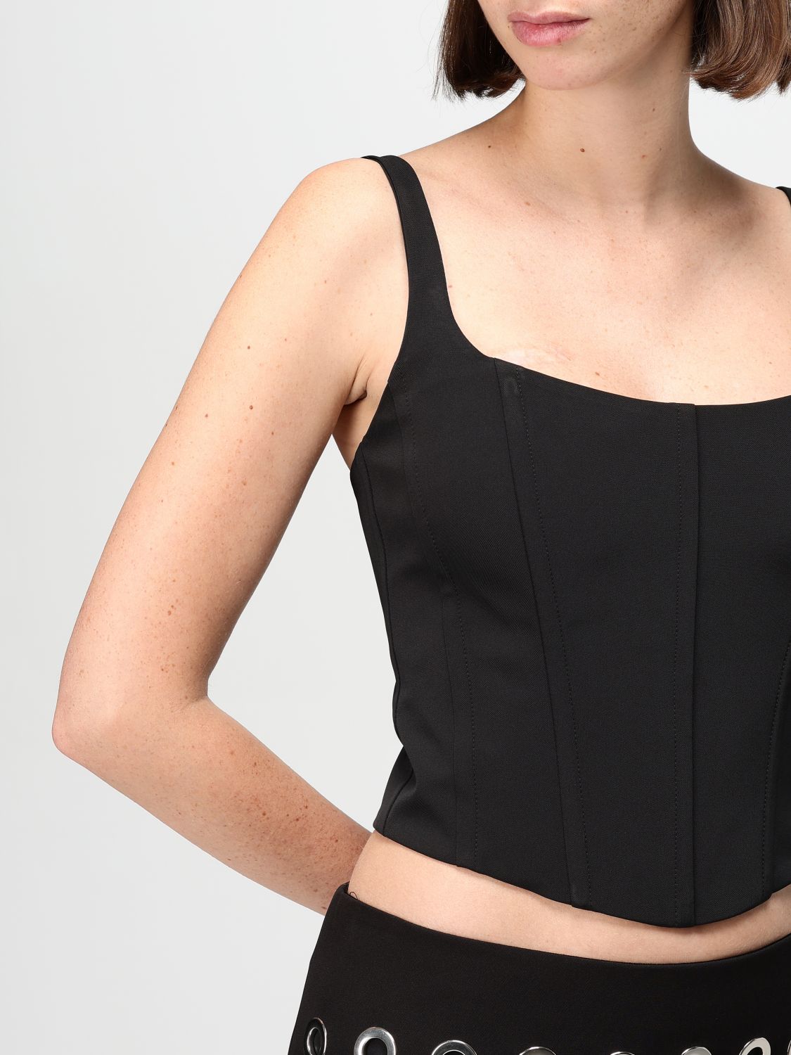 Cropped spike-bar corset - Neutrals