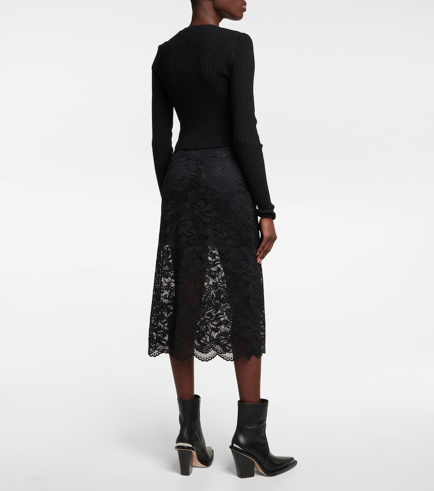 Layered lace midi skirt
