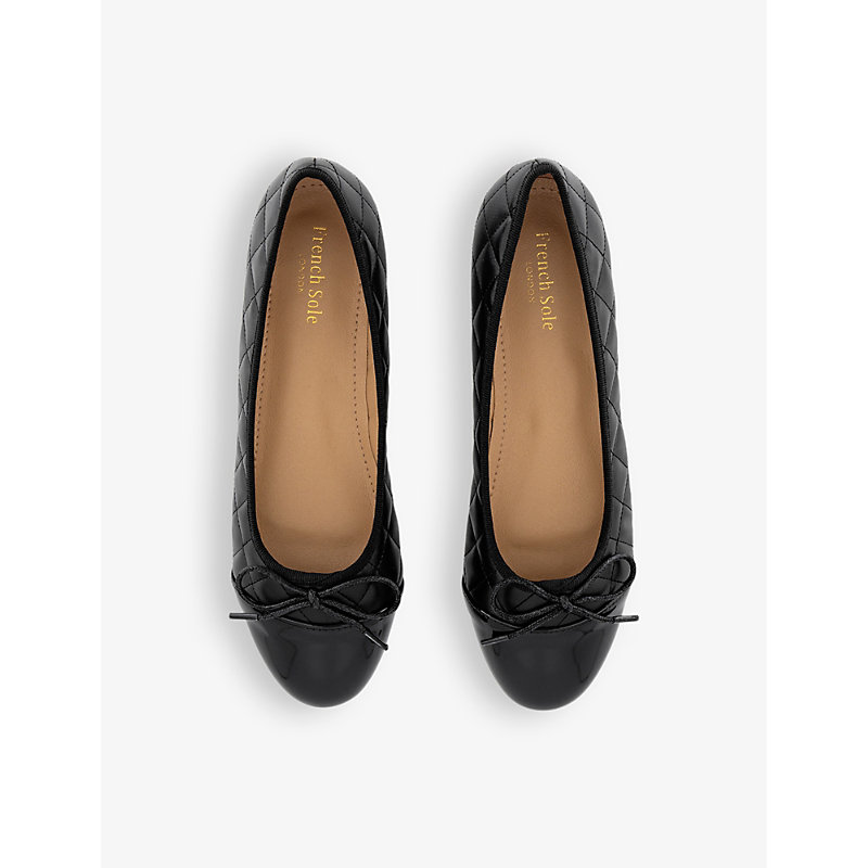 Womens Black Quilted Amelie Quilted Leather Ballet Flats