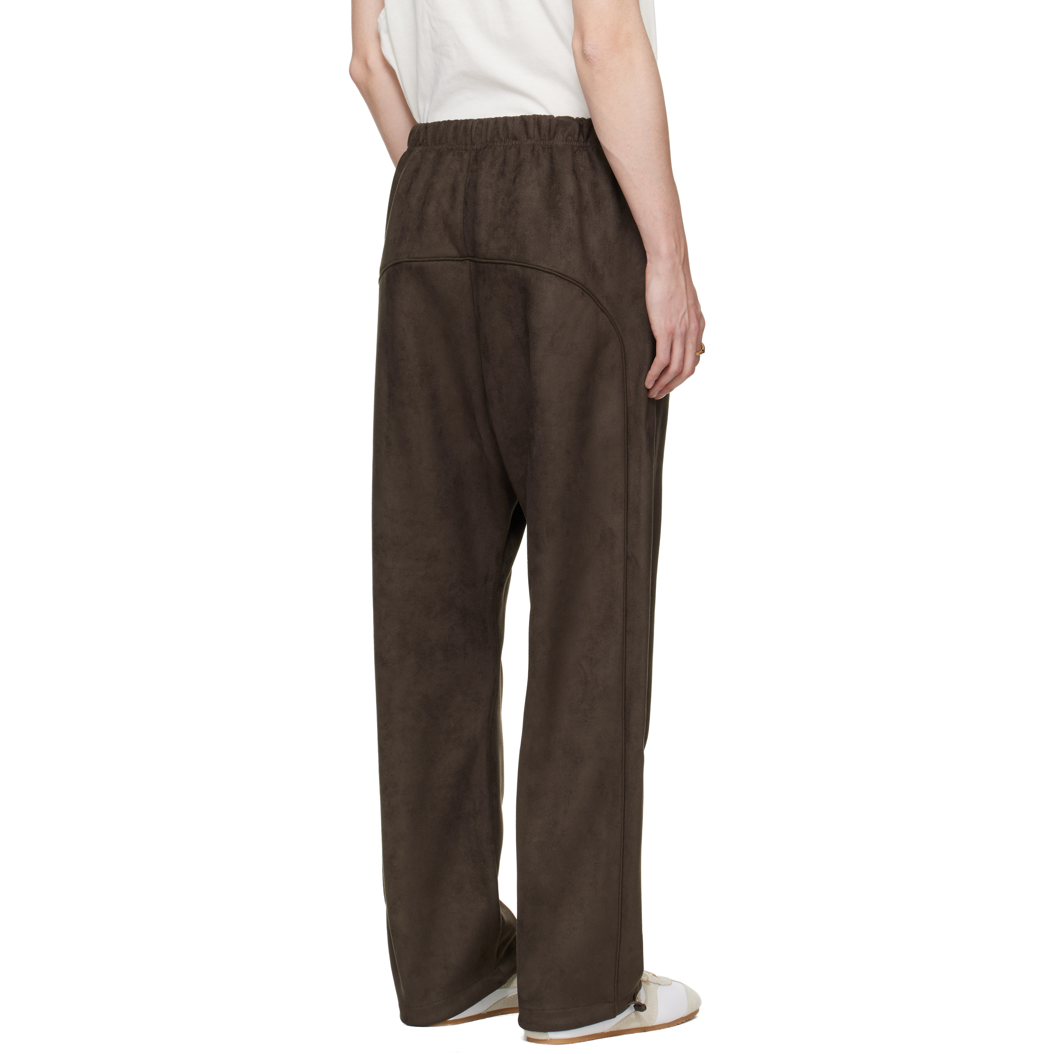 Brown Signature Relaxed Faux-Suede Track Pants