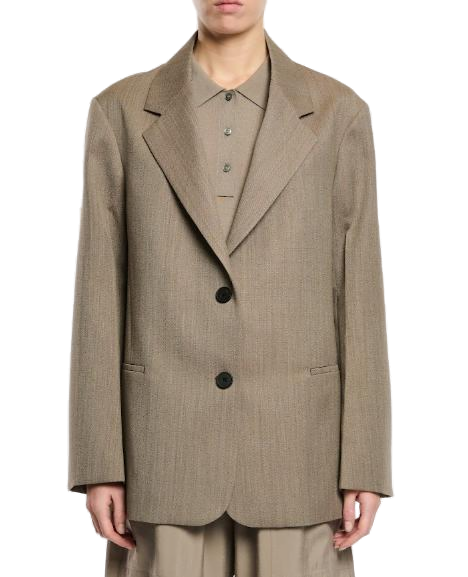 Notched Lapel Tailored Blazer — Beige