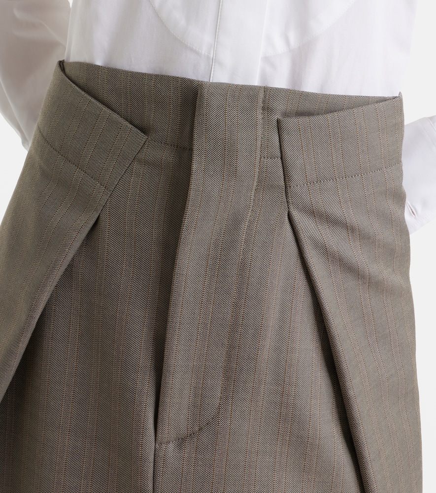 Asymmetric virgin wool midi skirt