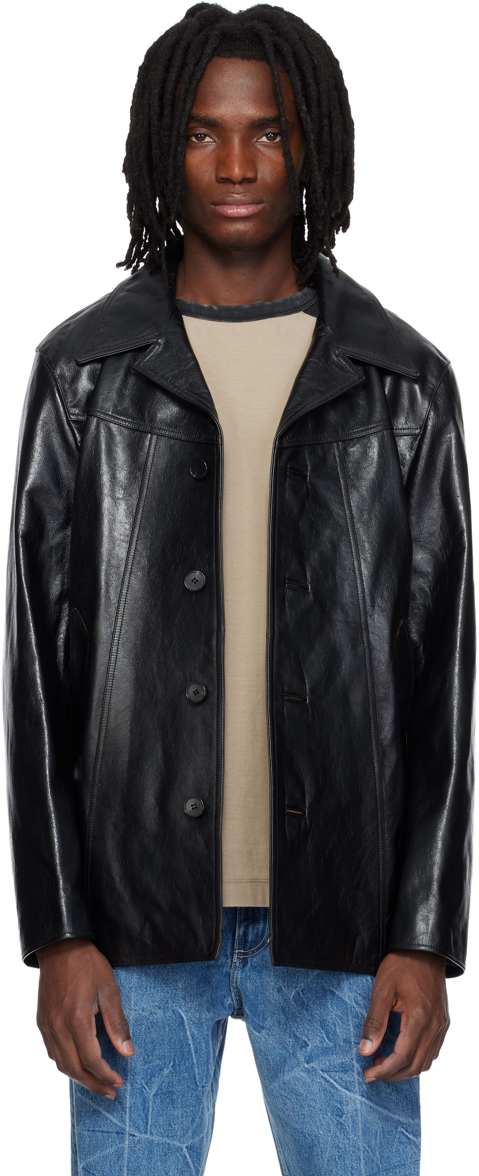 Black Boulevard Leather Coat