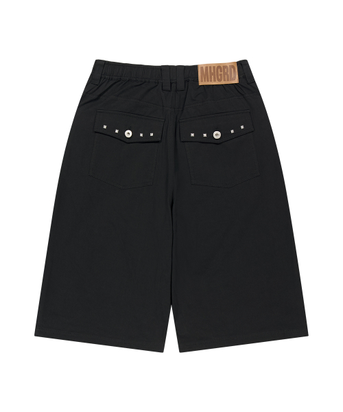 CROSS STUD TWILL SHORTS BLACK