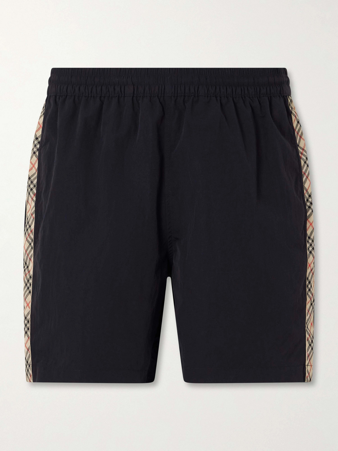 Straight-Leg Striped Jacquard-Trimmed Shell Shorts - Men - Black