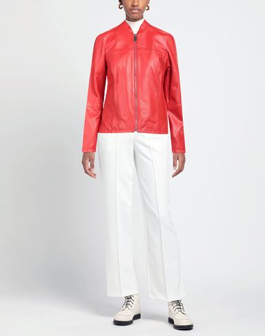 Woman Jacket Red Size 8 Leather