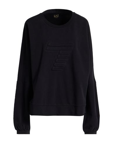 Woman Sweatshirt Black Size XL Cotton, Elastane