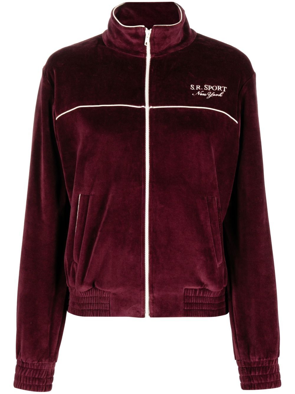Logo-embroidered zipped jacket