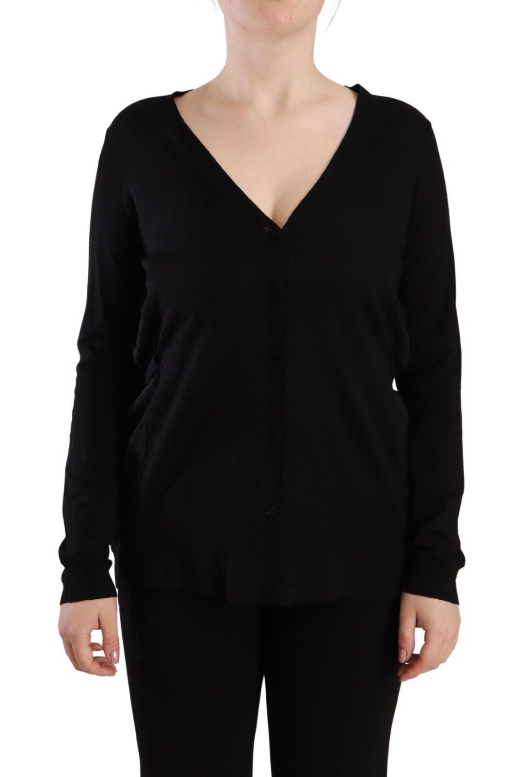 Virgin Wool V-Neck Sweater — Black