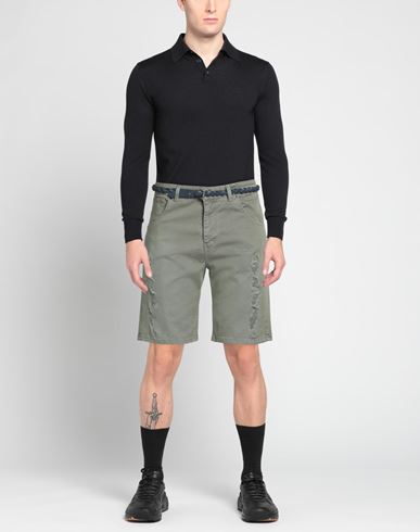 Man Denim shorts Military green Size 26 Cotton, Elastane