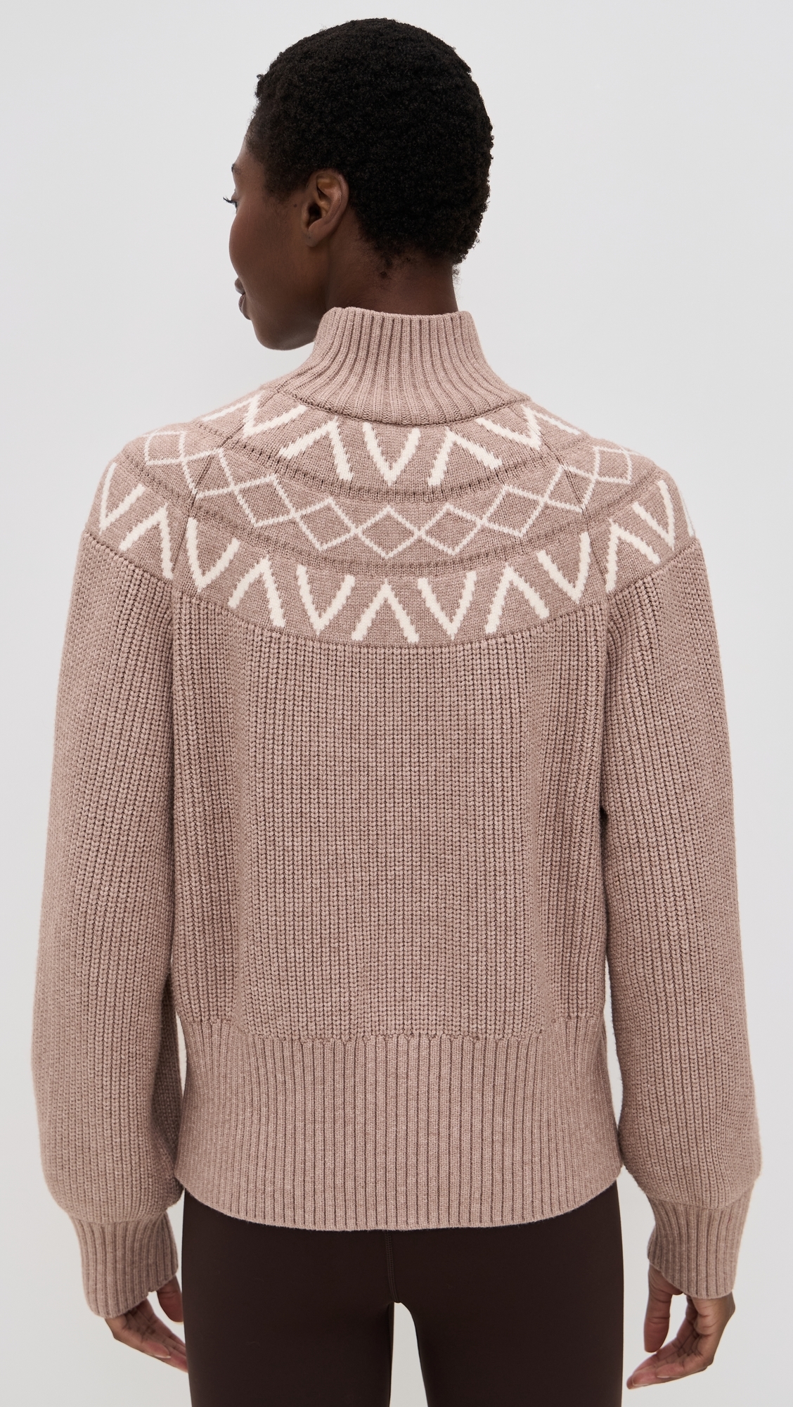 Marcie Fair Isle Yoke Knit Sweater Light Taupe