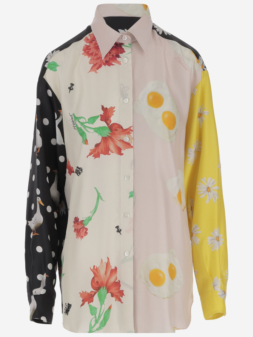 Patchwork Multicolor Silk Shirt