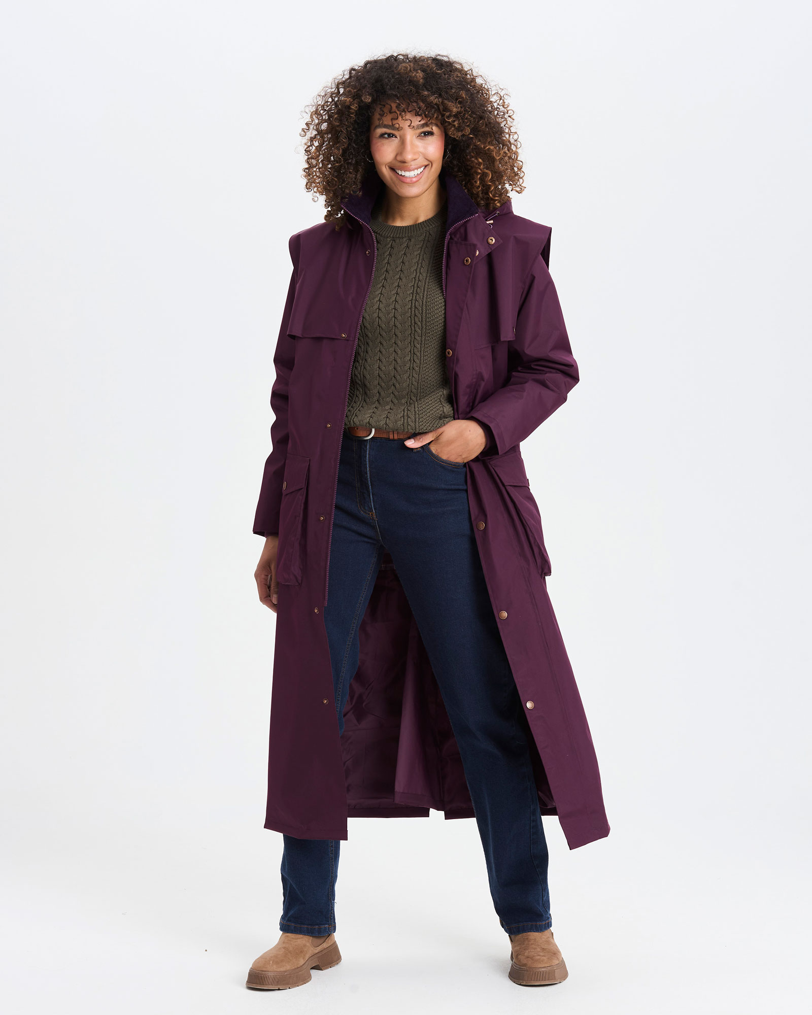 Windermere Waterproof Coat 50" in Purple, 100% Polyester