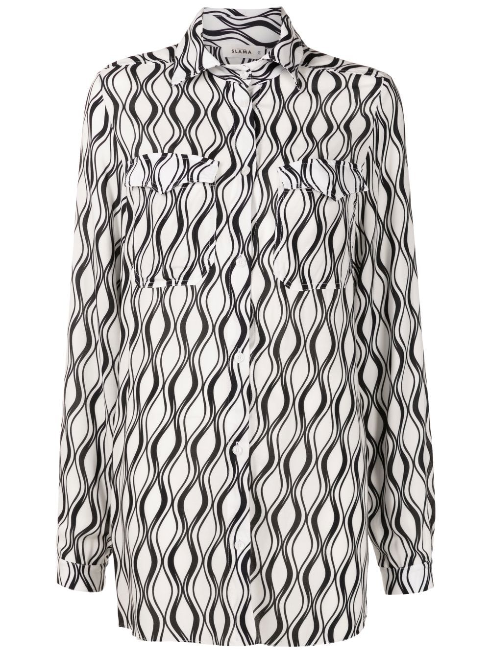 Long wave-print shirt - Black