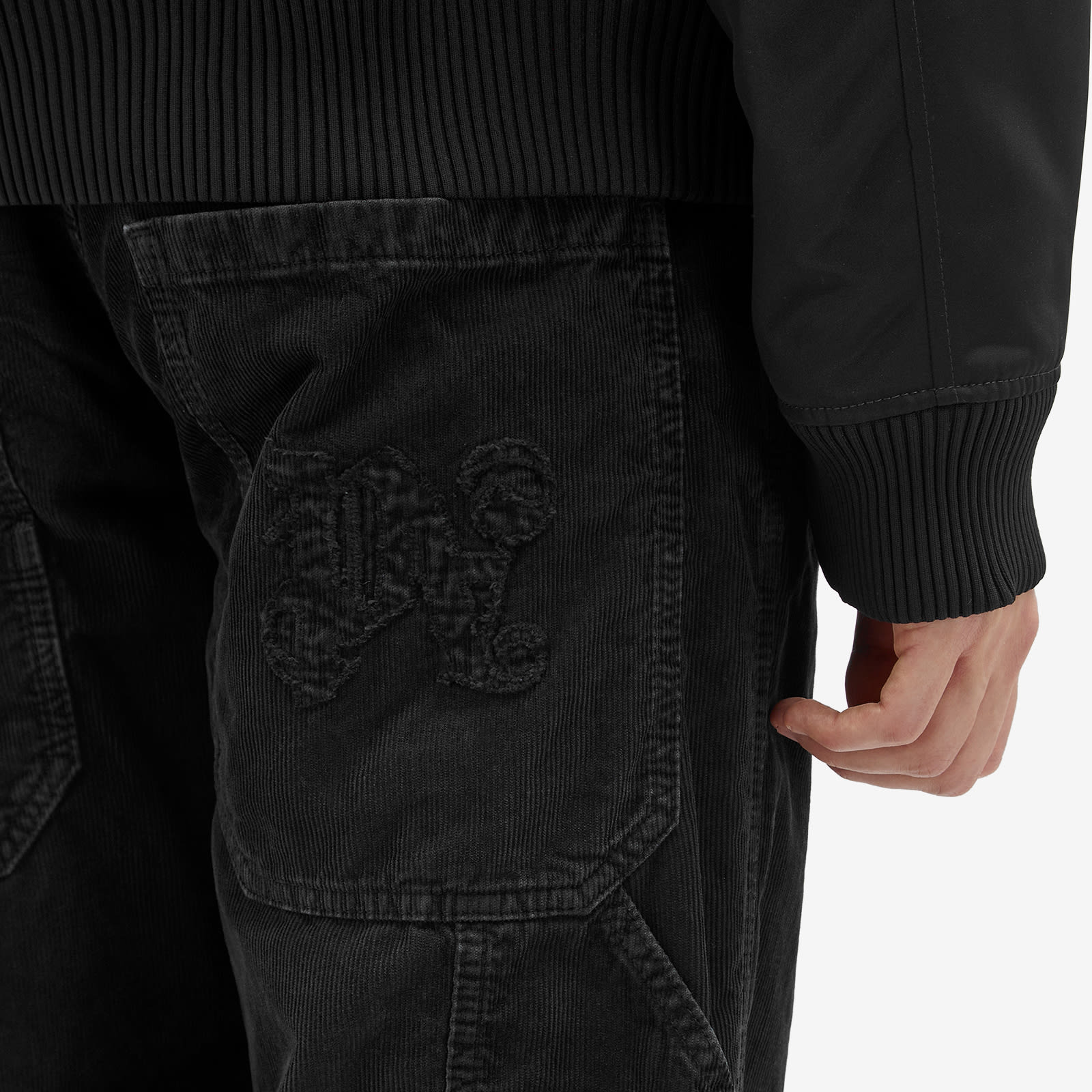 Men's Monogram Corduroy Trousers in Black