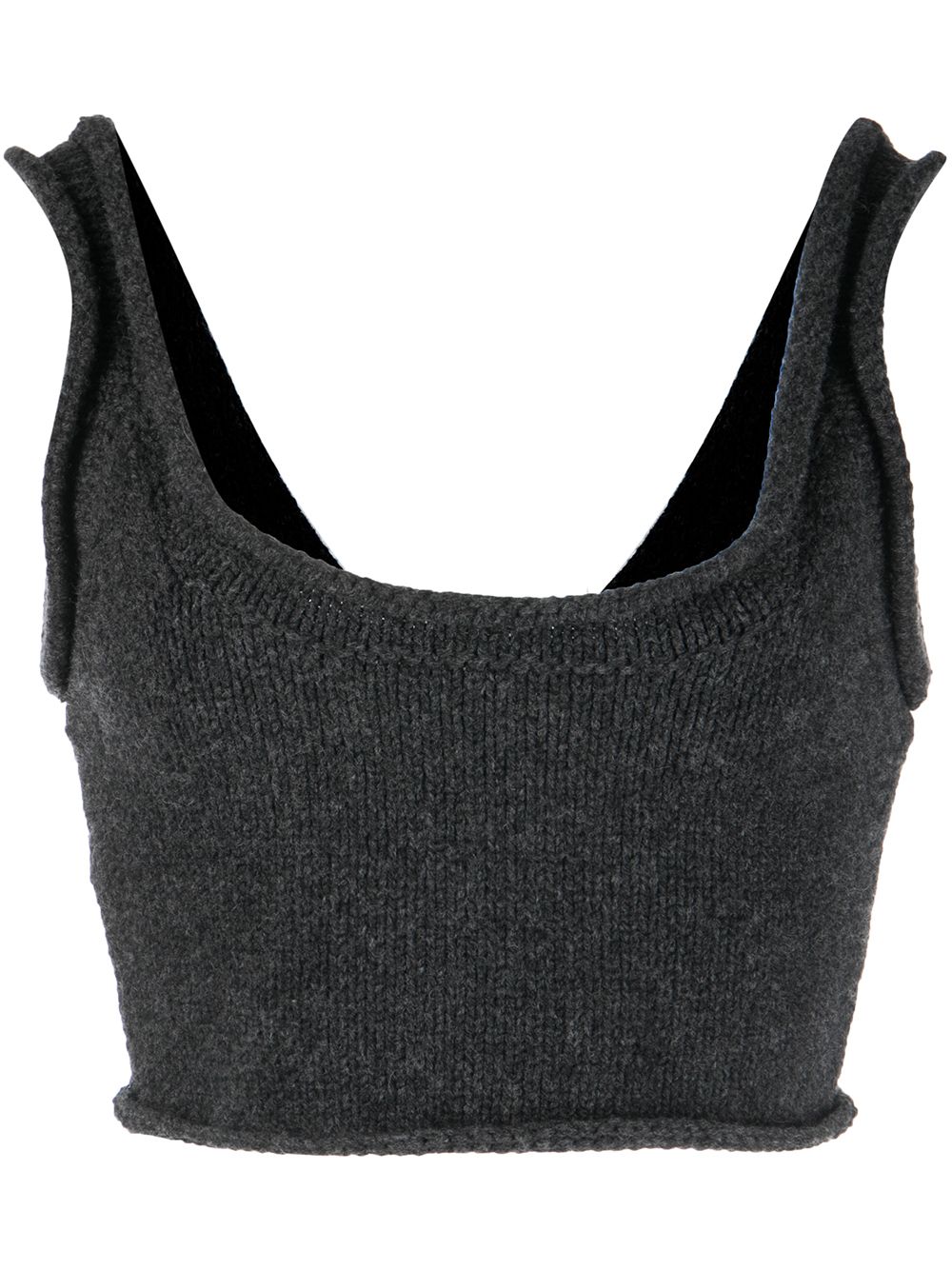 COMPACT KNIT TANK BRA WITH JERSEY ROLL TRIMS - Black