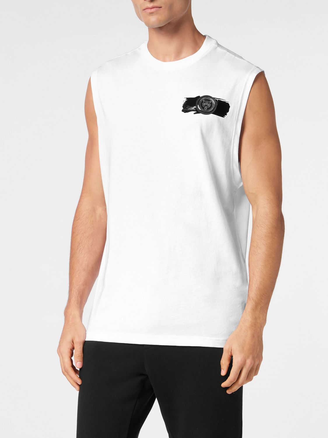 Round-neck sleeveless T-shirt - Black