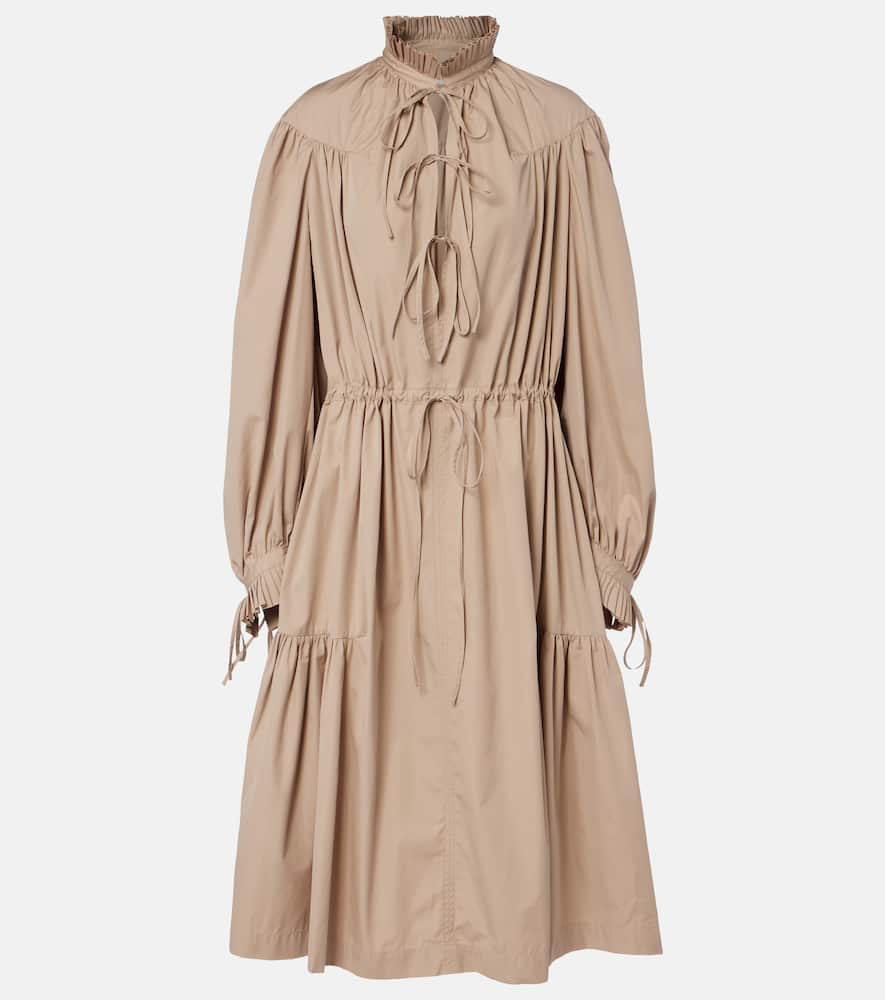 Ruffled cotton shirt dress