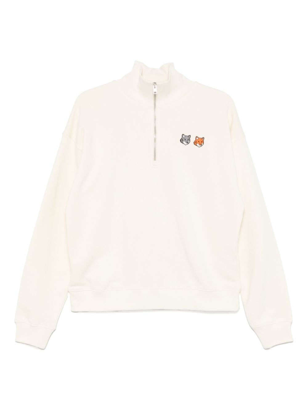 Cotton zip-up sweatshirt - Neutrals