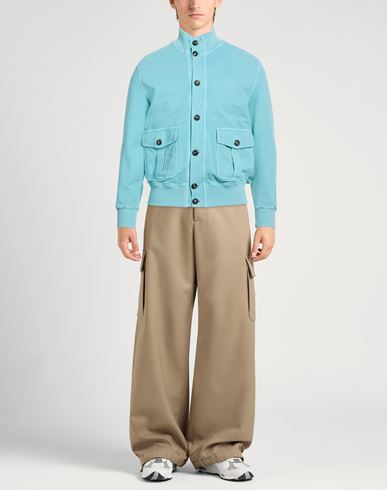 Man Sweatshirt Turquoise Size L Cotton, Elastane