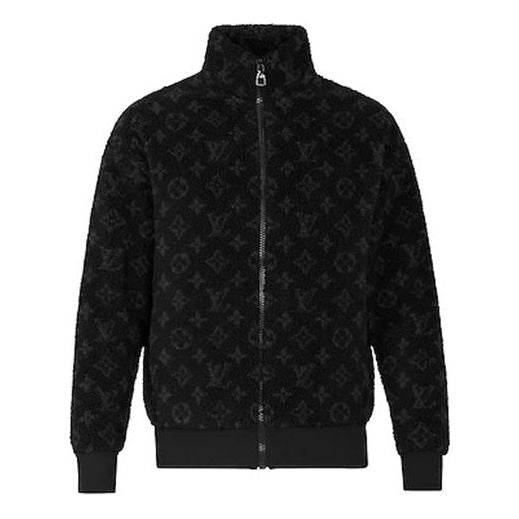 LV Monogram Fleece Full Logo Zipper Jacket Unisex Black