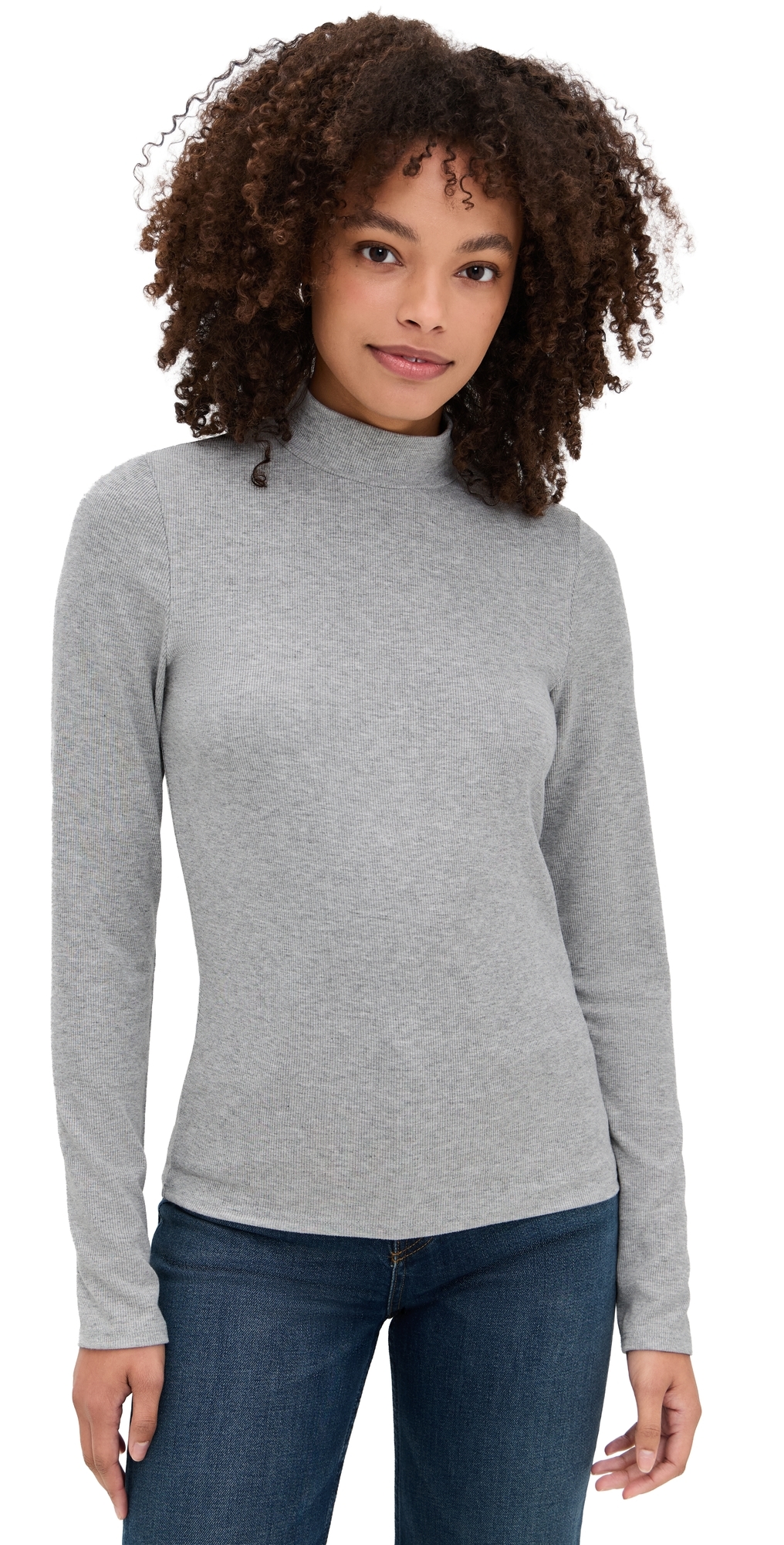 The Mock Neck Heather Grey P