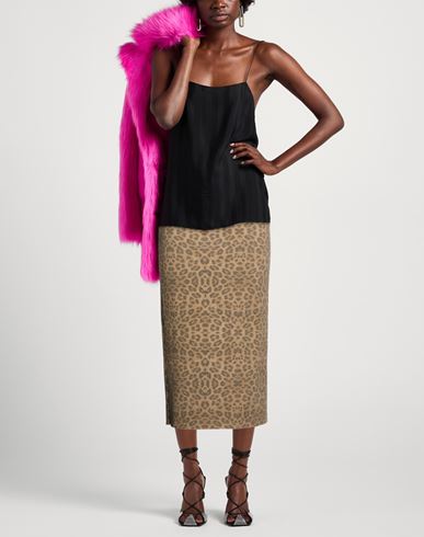 Woman Midi skirt Brown Size S Cotton, Polyester
