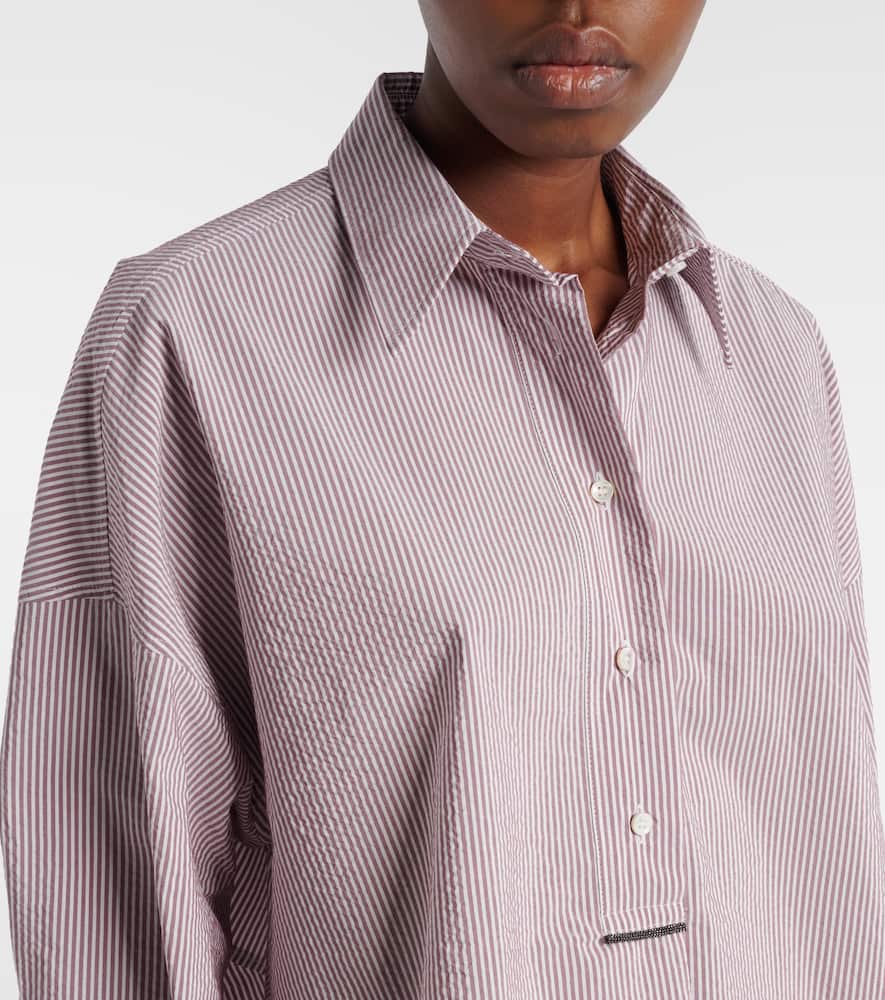 Striped cotton-blend top