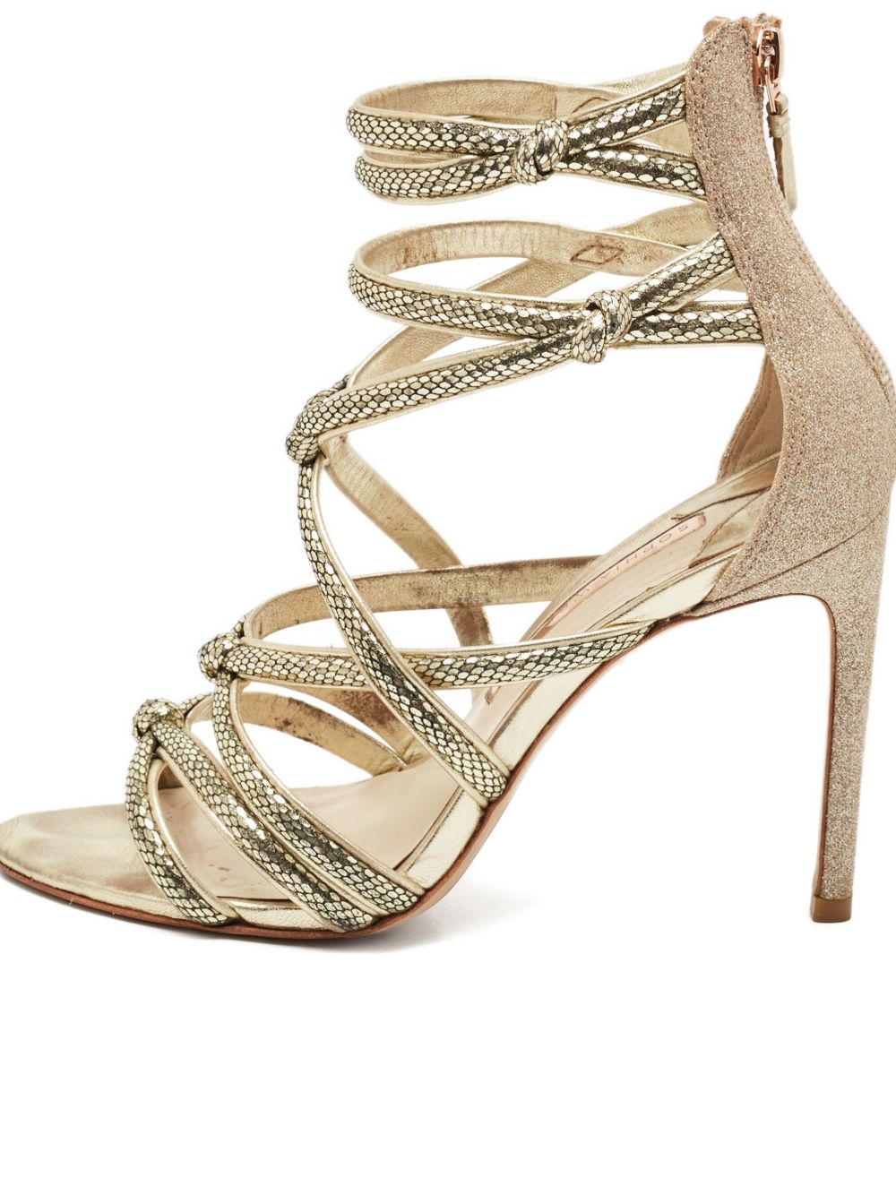 Pre-owned 110mm Freya leather sandals - Gold