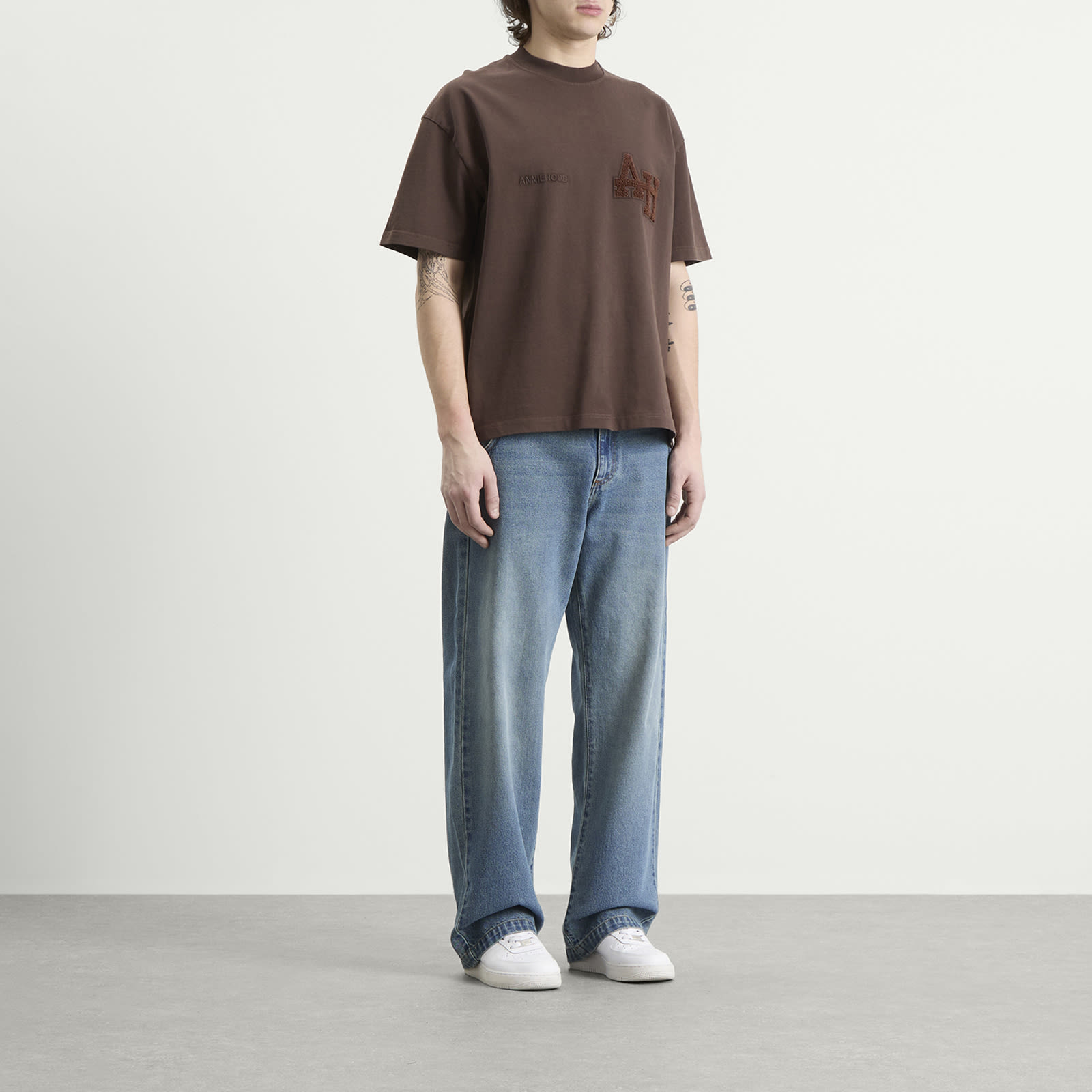 Men's College T-Shirt Washed Brown