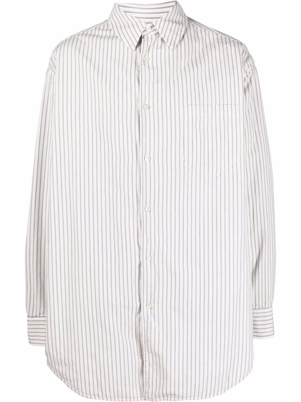 Stripe-print padded shirt - White
