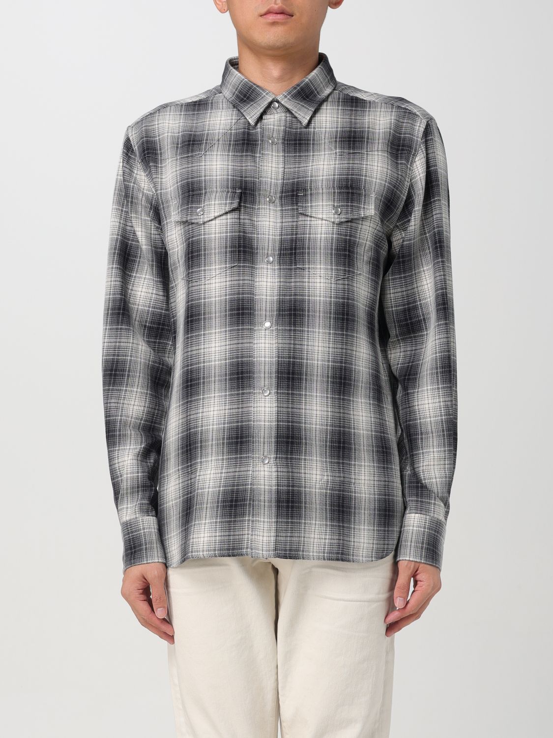 -Camicia Western In Denim-Uomo