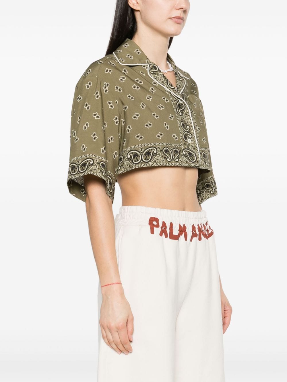 Paisley-print cropped shirt - Green