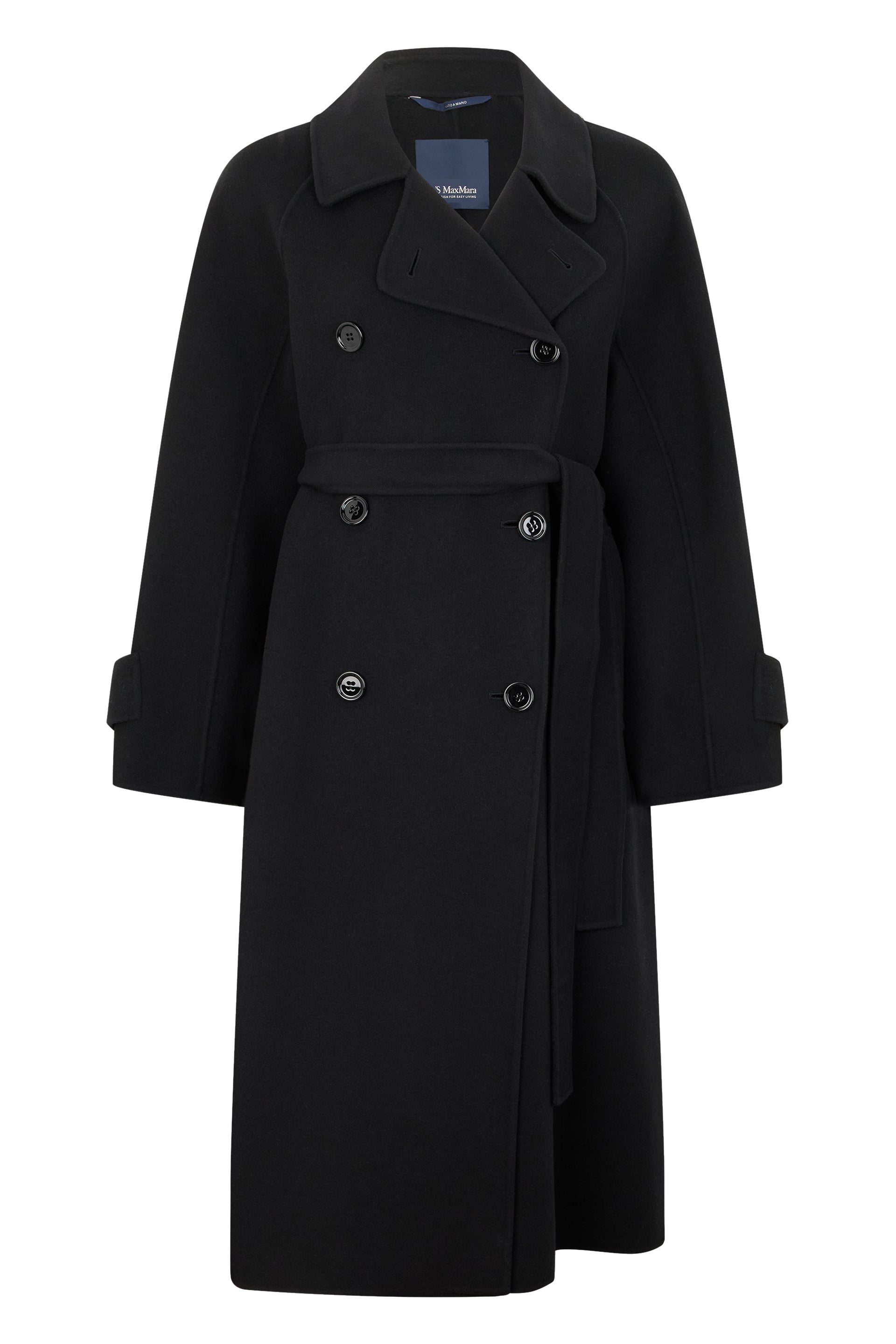 S Max Mara Long Virgin Wool Double-Breasted Coat with Belt