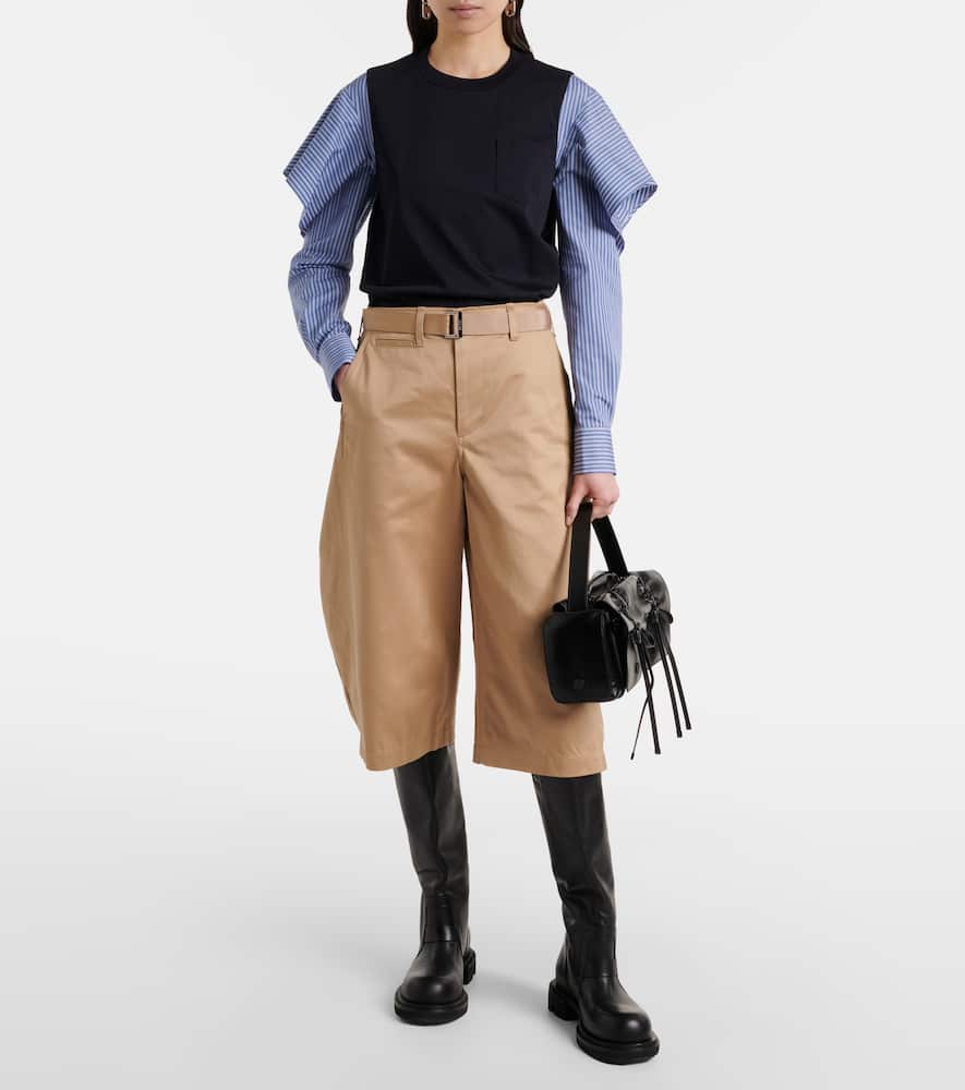 Striped cotton jersey and poplin shirt