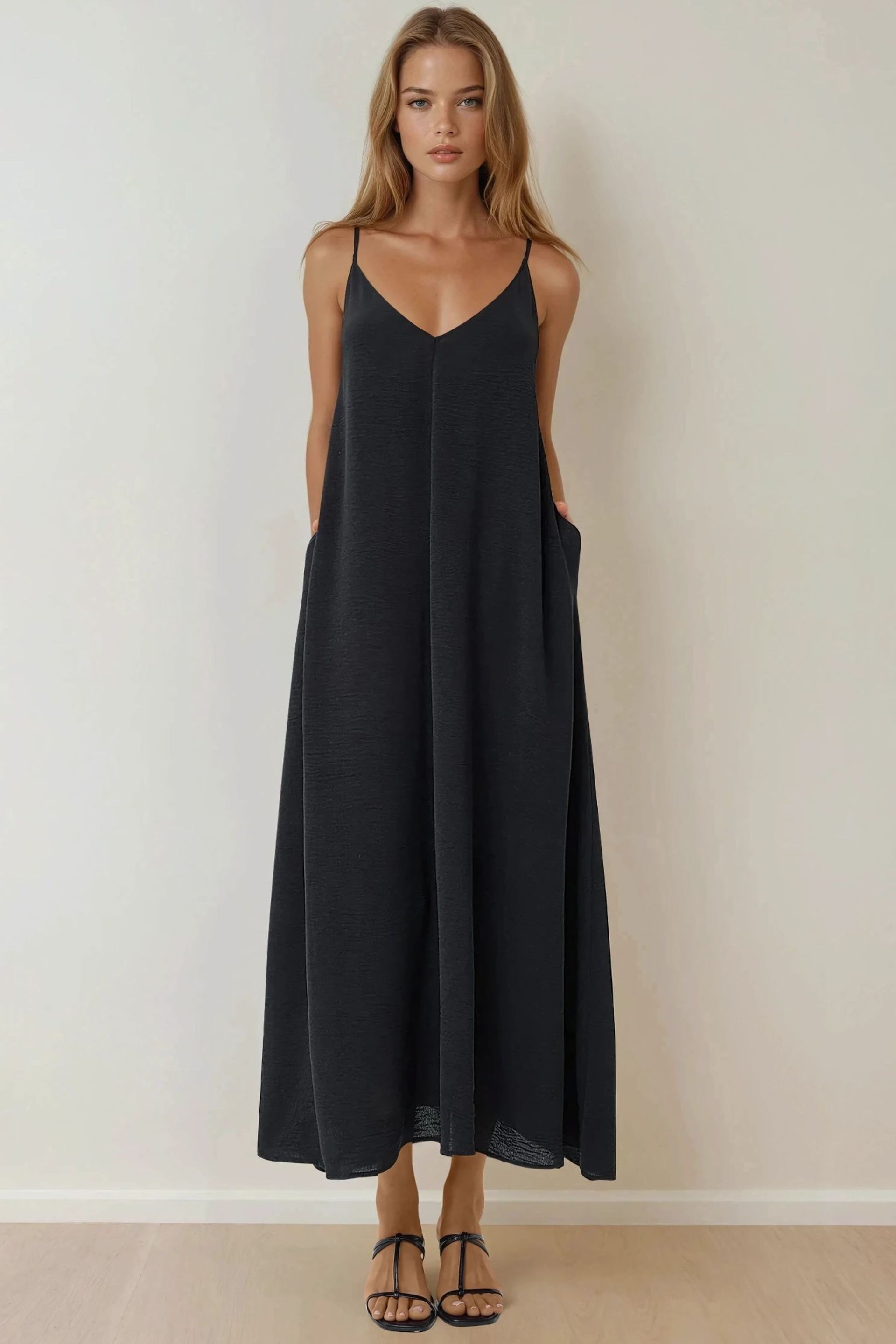 Black A-form Maxi Dress Women