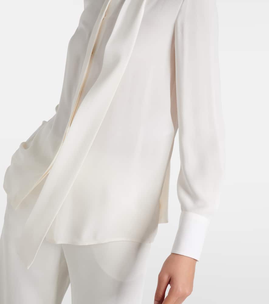Bow-tie neck silk georgette blouse
