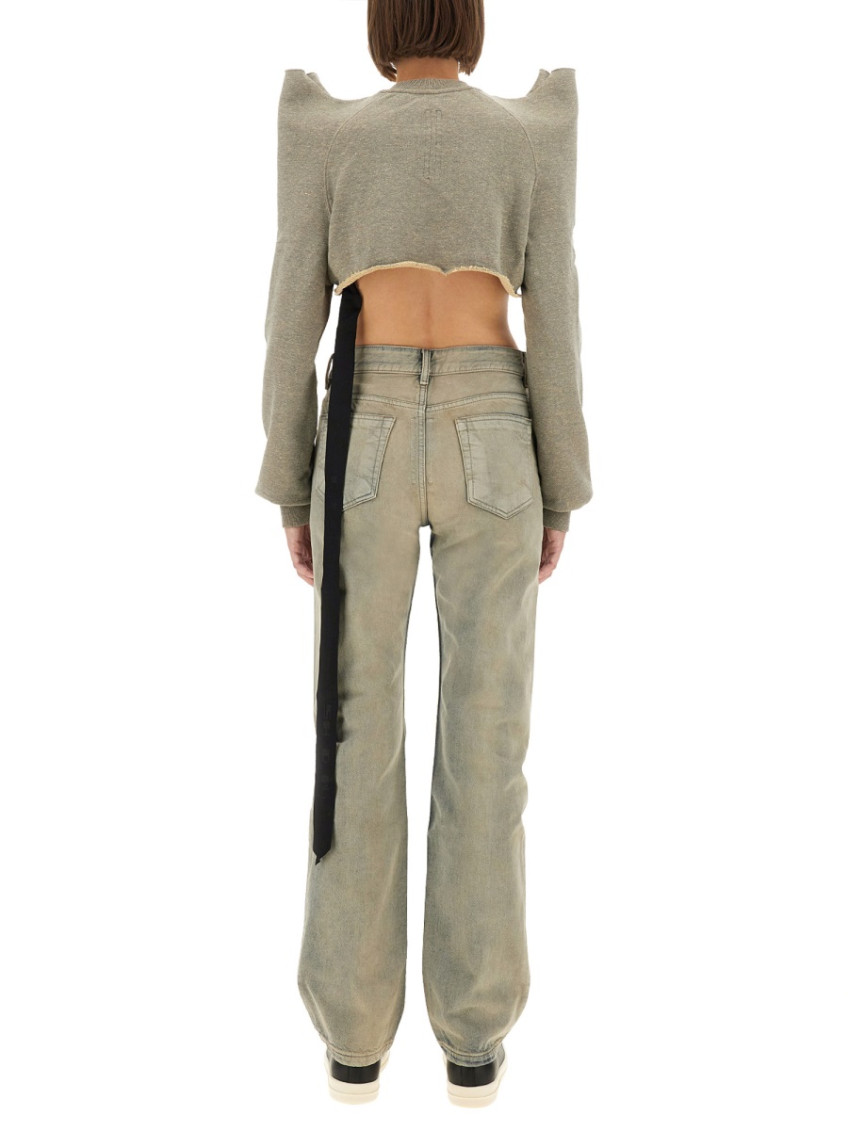 Grey Crew Neck Cropped Sweatshirt