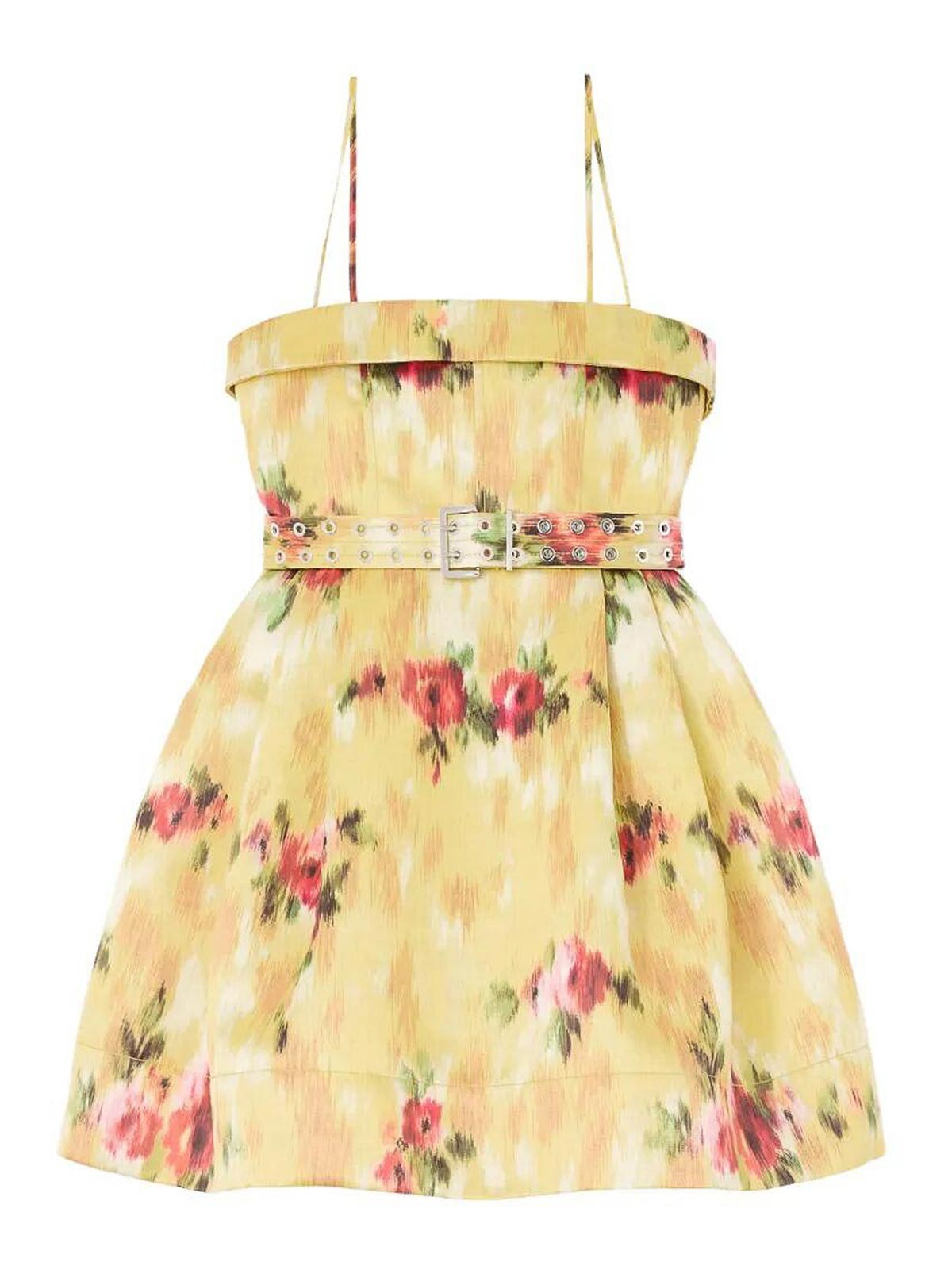 Printed Duchesse Satin Bubble Mini Dress